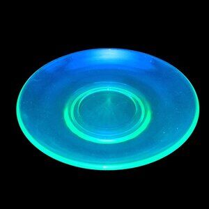Vintage Uranium Depression Glass Green Collectible Small Saucer